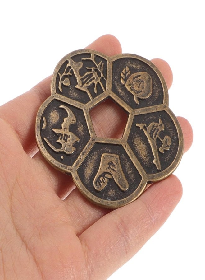 عملات فنغ شوي الصينية مثقوبة - مجموعة من 6 عملات إي تشينغ للتنبؤ والتكهن، نحاسية 2.2 بوصة، تمائم حظ لجلب الثروة والنجاح والحماية، وديكور المنزل - Image 4